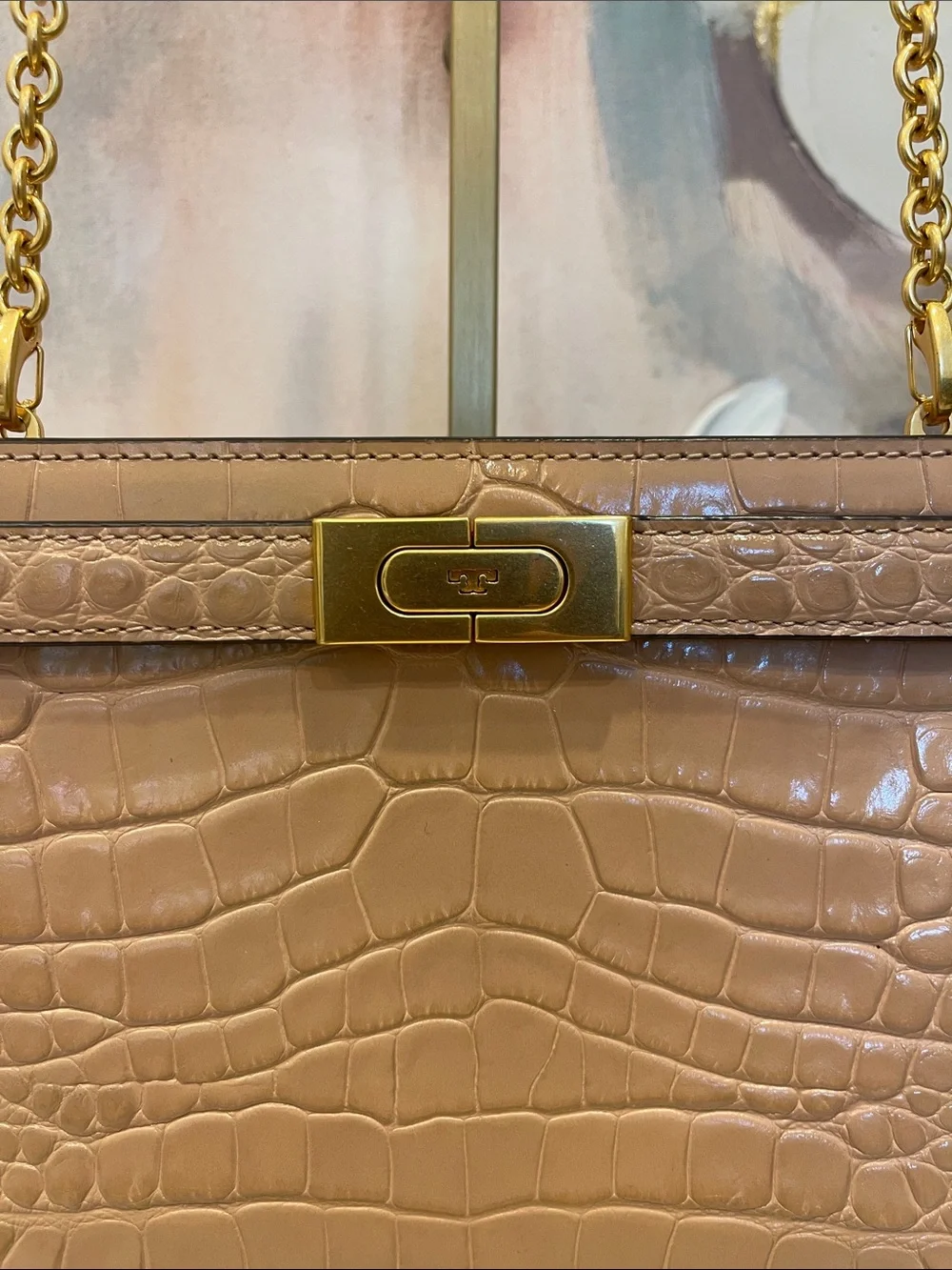 Gorgeous Tory Burch Croc-Embossed Lee Radziwill Shoulder Bag